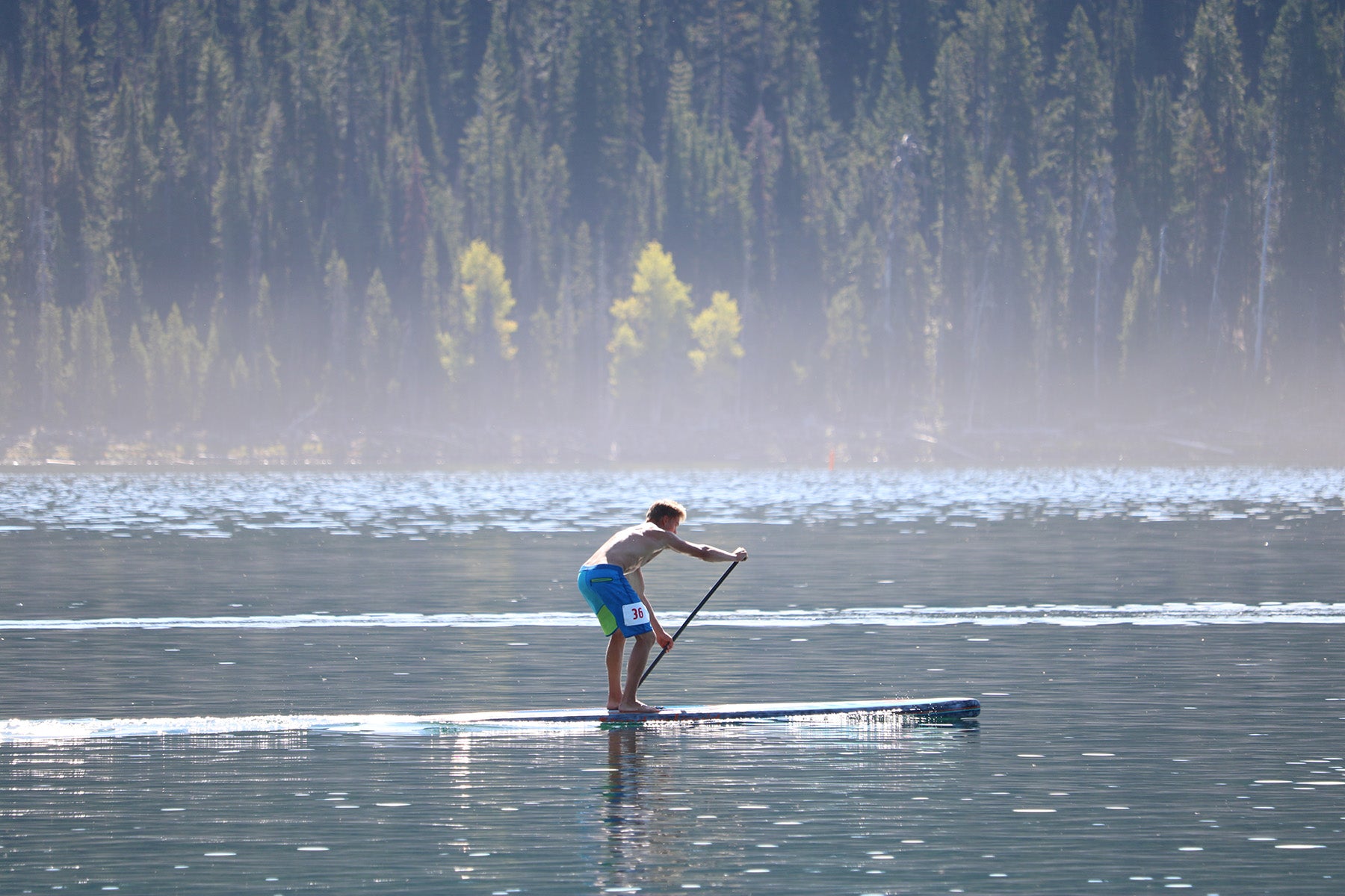 Stand up paddleboard race at Elk Lake on a Stand on Liquid SUP